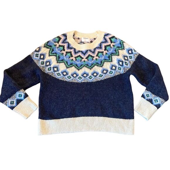 Old Navy blue fairisle wool blend sweater m - Picture 3 of 11